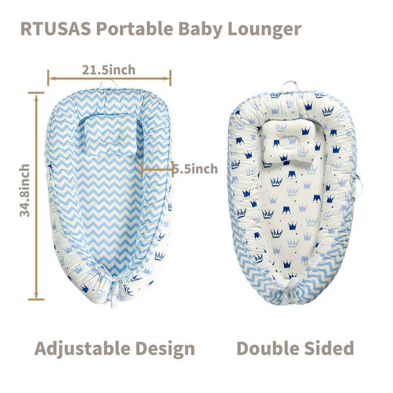 RTUSAS Portable Baby Lounger 100% Cotton Cover