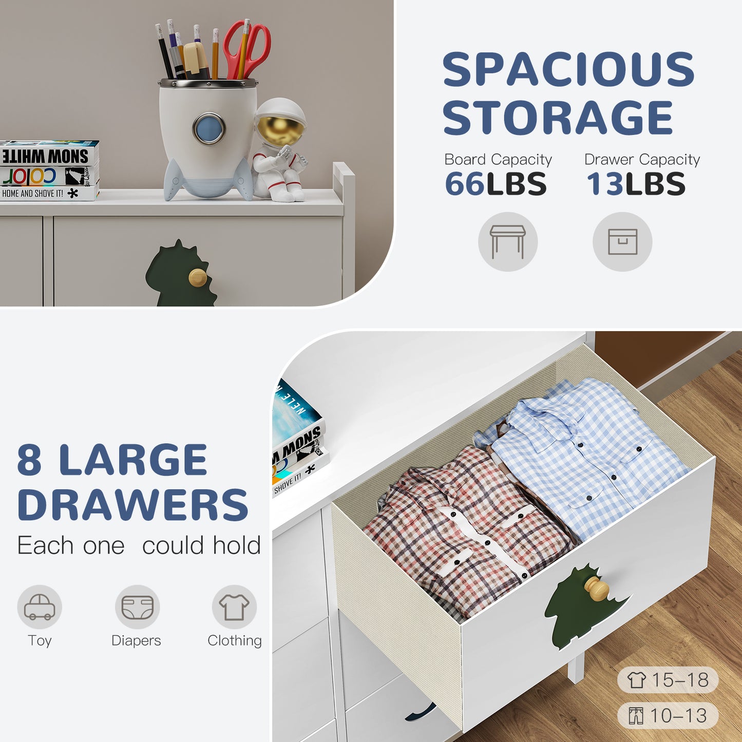 RTUSAS Kids Drawer Dresser