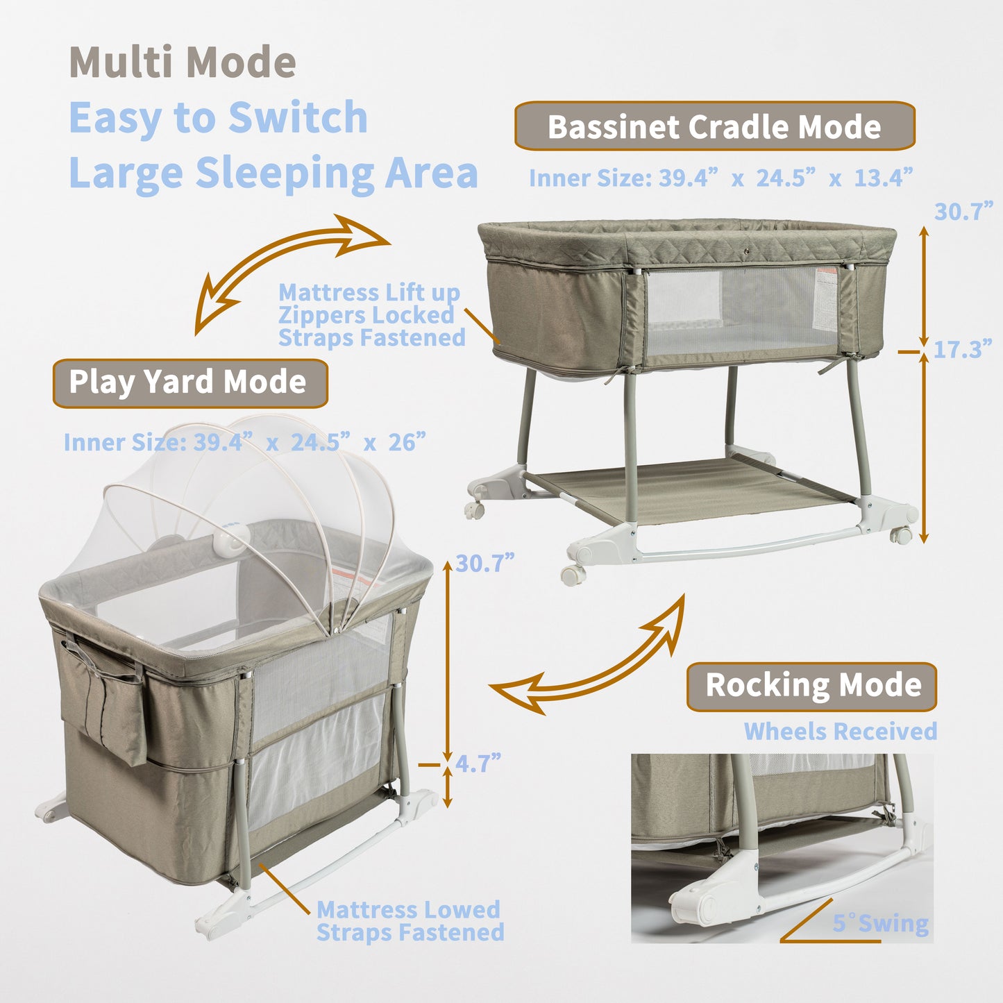 RTUSAS baby bassinet bedside sleeper