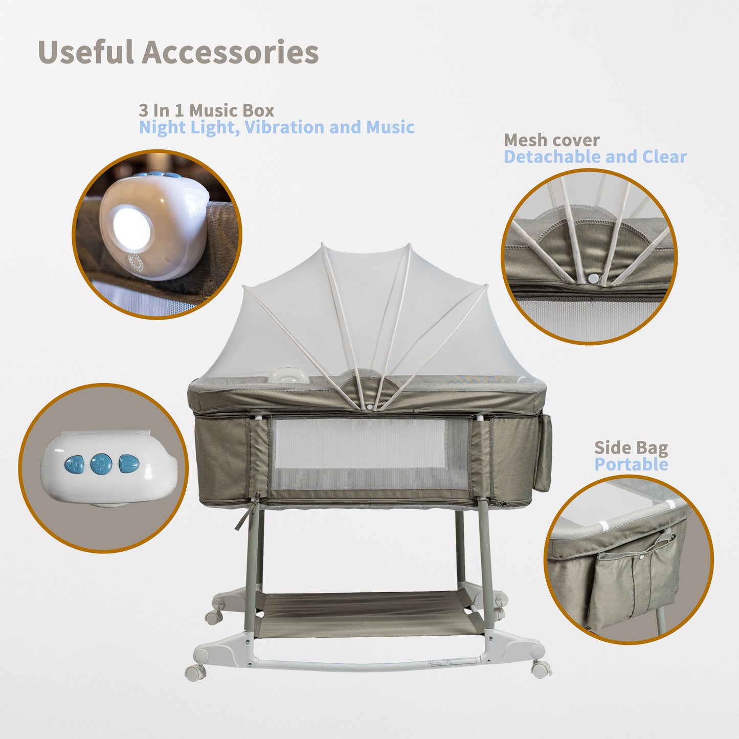 RTUSAS baby bassinet bedside sleeper