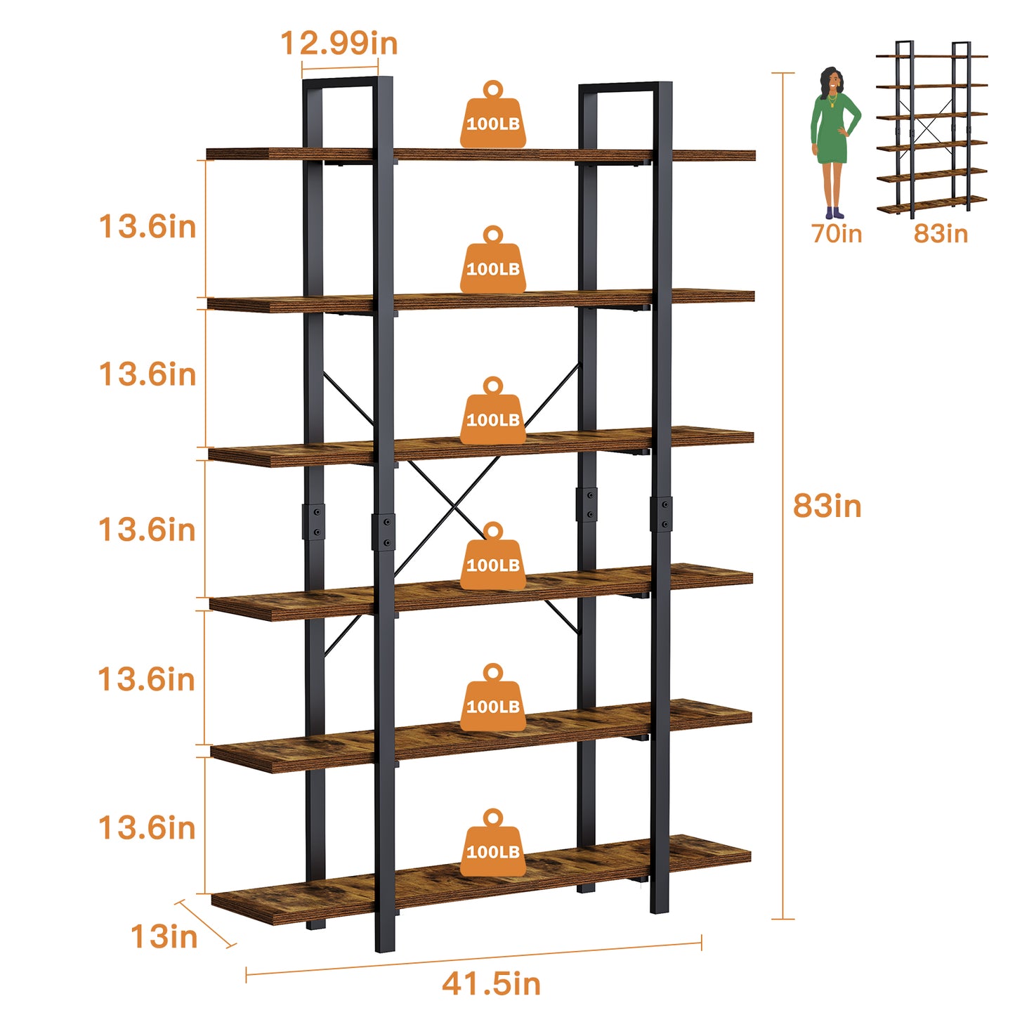 RTUSAS Metal Bookshelf