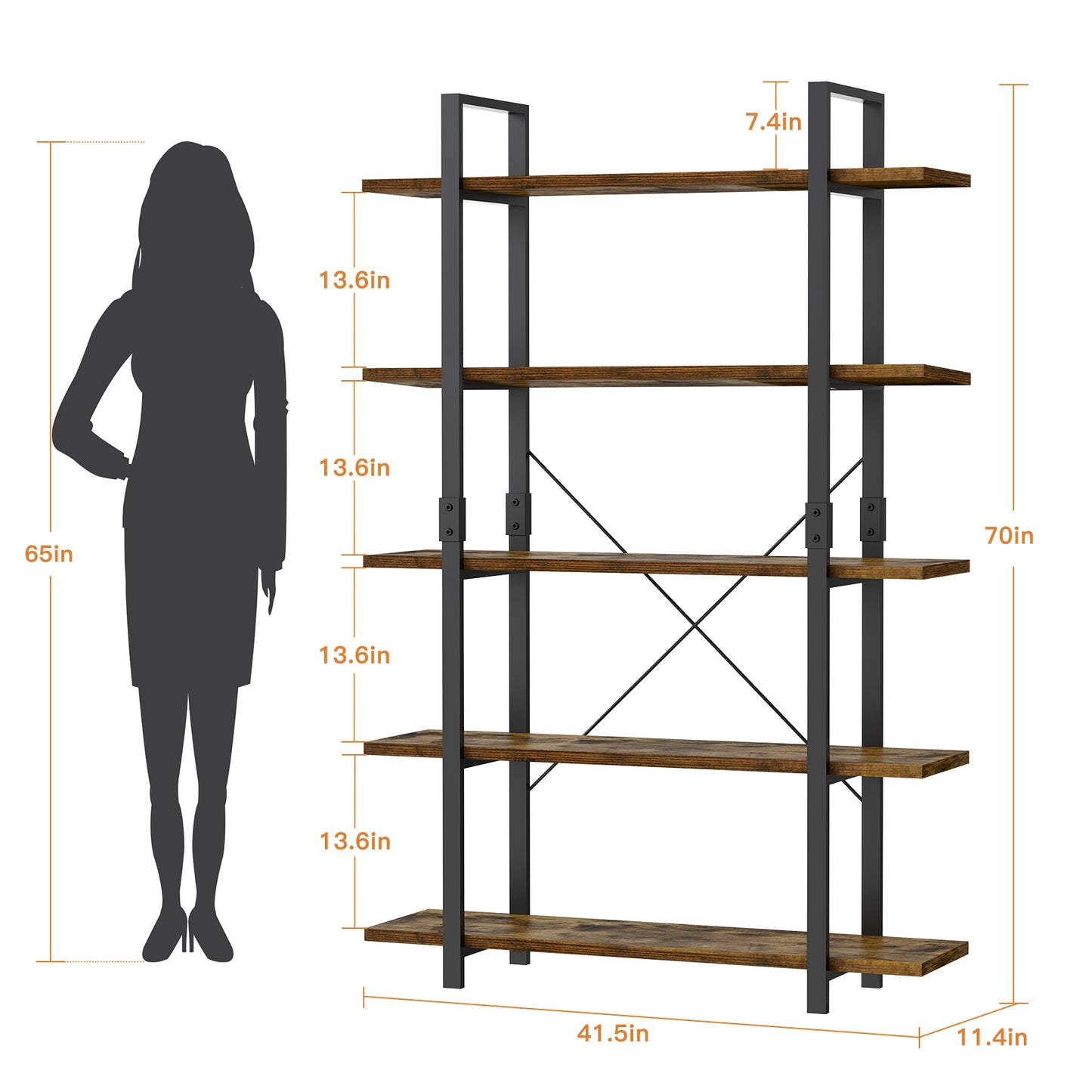 RTUSAS Metal Bookshelf