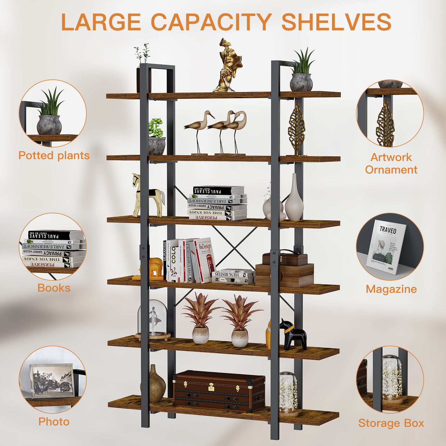 RTUSAS Metal Bookshelf