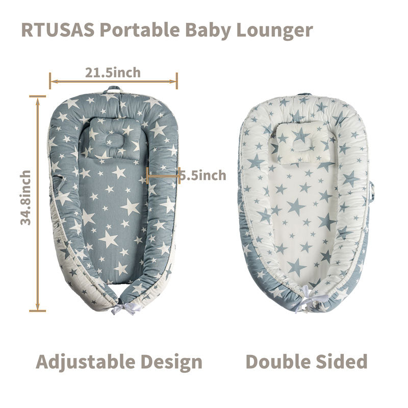 RTUSAS Portable Baby Lounger 100% Cotton Cover